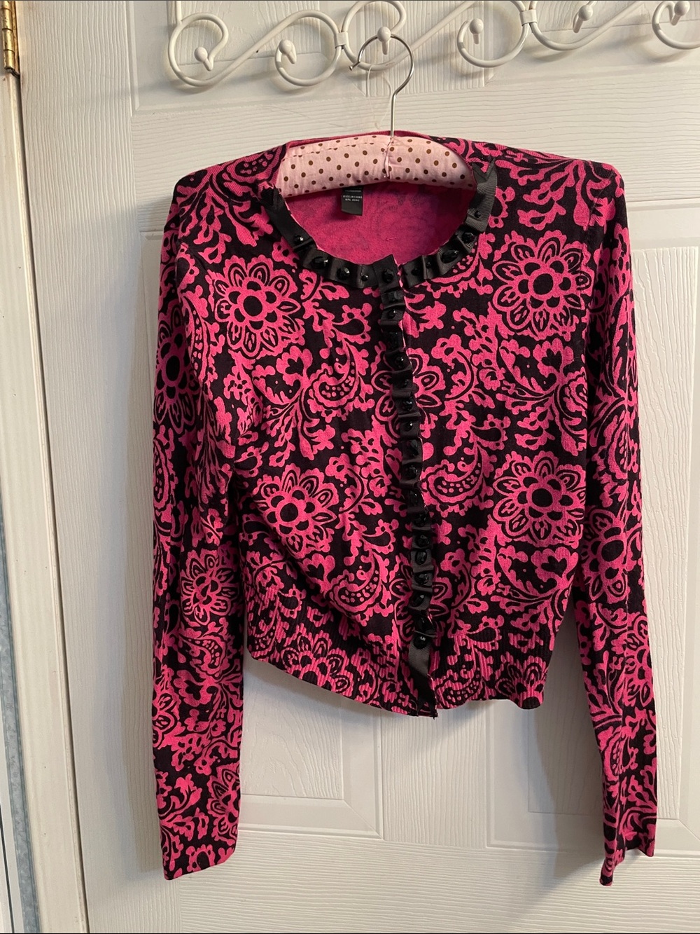 INC International Concepts Fuchsia and Black Knit Cardigan